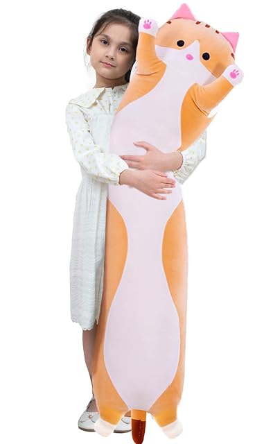 Kekeso Almohada Gigante de Gato de Peluche con Dibujos para el Cuerpo del Gatito, Juguete para NiñOs y Novias (110cm/43.30inch, Yellow)