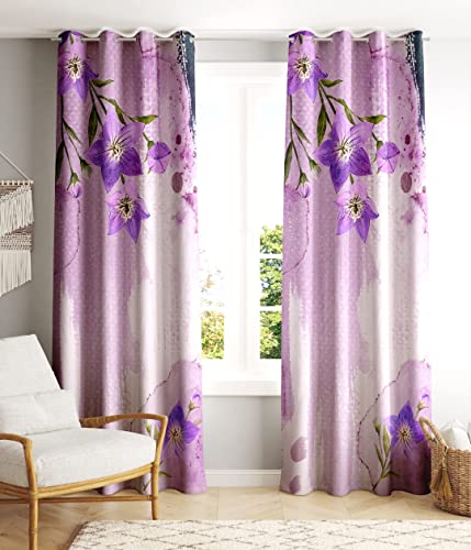 Image of Lush Decor Polyester Floral Grommet Door Curtain, 7 Feet, Lavender, Pack of 2