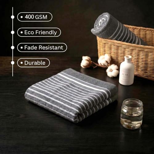 Image of Athom Living Premium Hand Towels- Cotton, 400 GSM, Ultra Soft, Quick Dry, Highly Absorbent | for Hand, Kitchen and Gym | 60 * 40 cm, Pack of 4 (Grey)