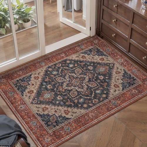 Image of Tangsoo Vintage 2x3 Washable Rugs for Entryway, Non Slip Small Area Rug
