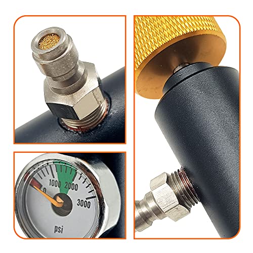 Madat Paintball Co2 Tank Adapter With 3000Psi Gauge Universal Paintball Remote Fill Adapter Compressed Air Fill Station Remote On/Off Switch Asa #TOP3