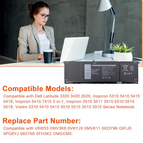 Batterie V6W33 Dell Inspiron 5410 corrige perte autonomie ordinateur