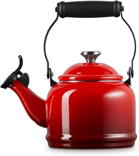Miniatura 4 de Le Creuset Tetera de Té de Acero Esmaltado Demi, con Acabados Metálicos, 1.2 litros, Cerise