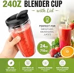 24OZ Blender Cup for Nutri Ninja Blender Cup with Lid for Blender BL450 BL454 Auto-iQ BL480 BL481 BL482 BL687 (2-Pack)