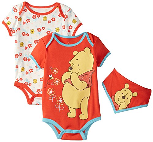 Disney Baby-Girls Winnie The Pooh Bodysuits and Bib (Pack of 3)