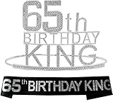 65th Birthday Gifts for Men, 65th Birthday King Crown, 65th Birthday King Sash, 65th Birthday...
