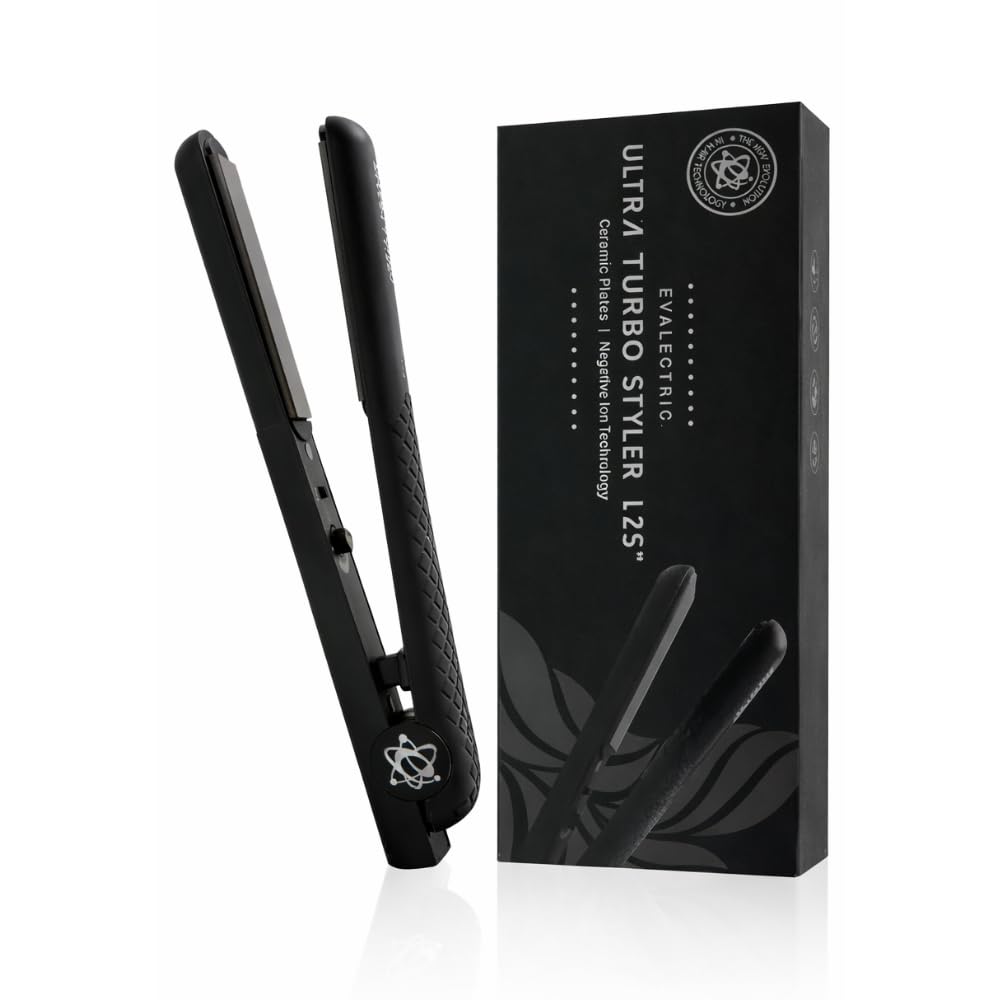 Ultra Turbo Styler - 1.25" Ceramic Flat Iron with Floating Plates - Dual Voltage Hair Straightener - Negative Ion Technology - Travel Friendly - Black