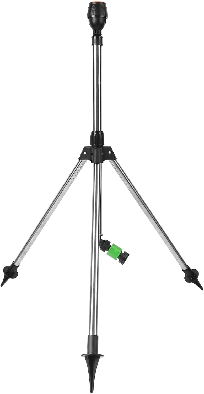 Rotating Tripod Sprinkler, Stainless Steel, 360 Degree Rotating, Large Area Coverage, Telescopic Support, Fine Spraying