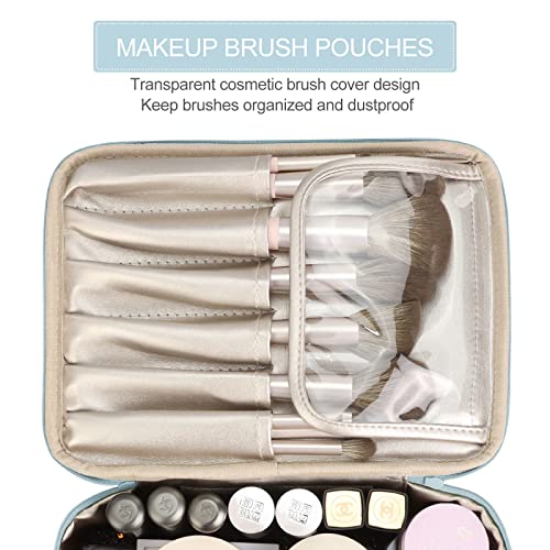 Pocmimut Makeup Bag Cosmetic Bag For Women Cosmetic Travel Makeup Bag Large Travel Toiletry Bag For Girls Make Up Bag Brush Bags Reusable Toiletry Bag(Blue) #TOP4