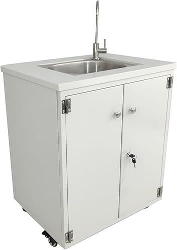 Miniatura 3 de Gabinete de acero Fregadero portátil Fregadero autónomo Estación de lavado de manos Fregadero móvil Fuente de agua Fuente de agua 110V/12V