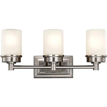 Motini 3 Light Bathroom Vanity Light Fixture Wall Sconce Lighting Brushed Nickel Finish With Tube Frosted Glass Amazon Com