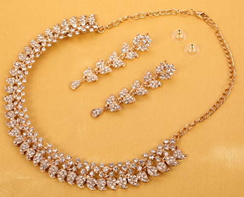 Touchstone PWNSL298-01A--G Indian Jewelry Sets For Women Wedding Necklace Set Gold Statement Jewellery Choker Bollywood Rhinestone Earrings Costume Formal Simple Guest Evening Joyeria In Antique Gold Tone Paisley thumb #7