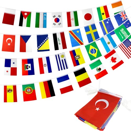 2 PCS 48 Countries String Flags World Flags for 2026 World Soccer Cup Decorations Grand Opening School Sports Game Events Classroom