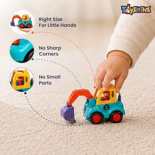 Image of Toyshine Pack of 4 Friction Powered Construction Vehicle Automobile Car Toy Set for Kids 2+Yrs, Multicolor