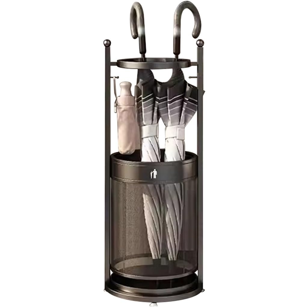 SBZIOJHDR umbrella stand, Cylindrical Umbrella Stand, Office Large Capacity Grid Basket(Black)