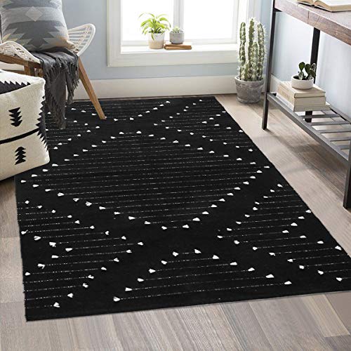 LIVEBOX Boho Black Rug 5x7, Large Washable Rugs for Living Room, Cotton Woven Bedroom Carpet, Moroccan Indoor Thin Throw Area Rugs for Dining Room,Dorm by LIVEBOX - Image 9