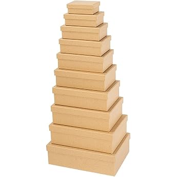 Ideen mit Herz Gift Boxes with Lid Kraft Paper Cardboard Boxes 10 Different Sizes Large to Small