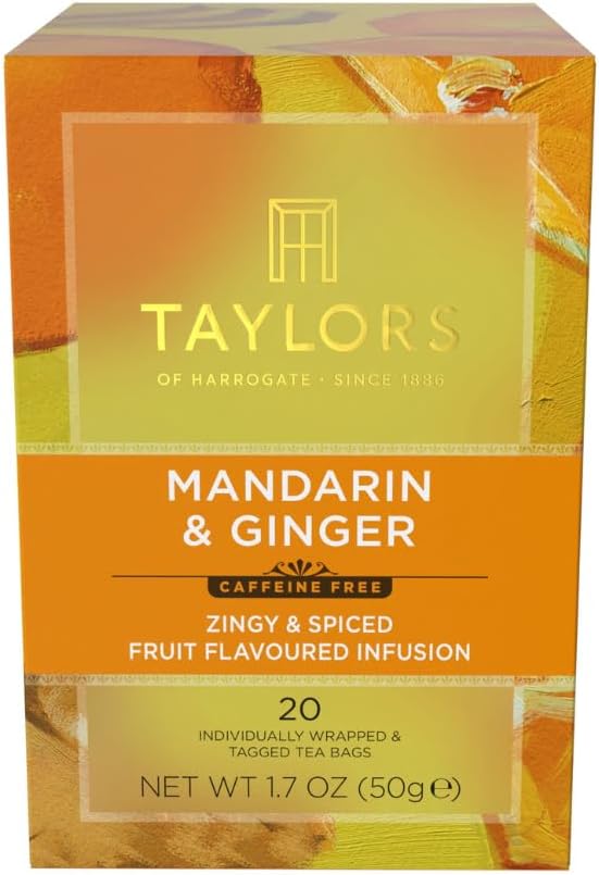 Mandarin & Ginger, Herbal Tea, Individually Wrapped Bags, 20 Count (Pack of 1), Zingy, Fragrant & Spiced, Caffeine-Free, Enjoy Hot or Iced, 20 Teabags