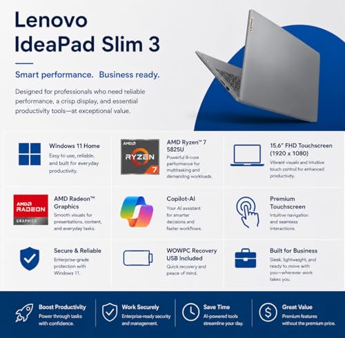 Lenovo Slim 3 Ryzen 7 15.6" FHD Touchscreen 16GB RAM 512GB SSD miniatura 2