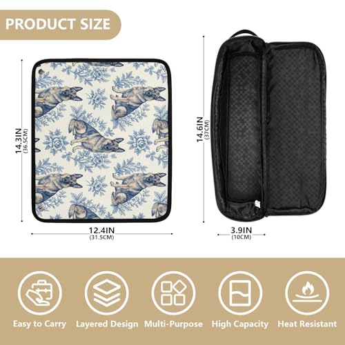 Bolsa de Viaje para Herramientas Calientes para el Cabello con Tapete Removible Resistente al Calor, Estuche Doble Capa para Planchas y Accesorios, Azul Pastor Alemán para Mujeres miniatura 4