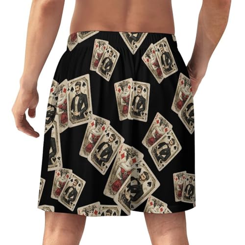 Vintage Playing Cards Men's Pajama Bottoms Lounge Pj Shorts Stretch Sleep Shorts for Home Vacation Beach3