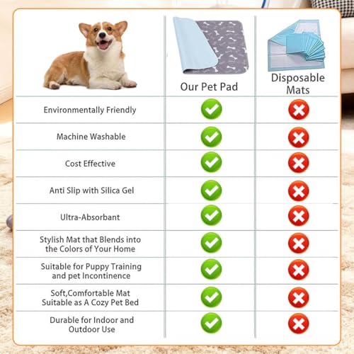 Image of 2PC Puppy Pads with Pheromones, Washable Puppy Pee Pads for Dogs Reusable Puppy Pads for Dogs and Cats - Leak & Odor Proof, Non-Slip Base Training Pads for Home & Travel(with Pet Hair Removal Gloves)