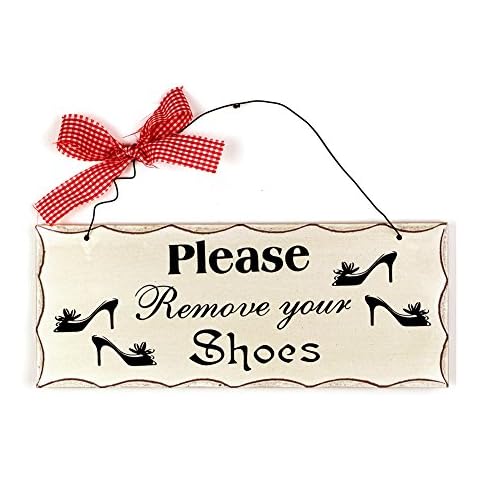 YK Decor Special Please Remove Your Shoes Wood Sign FW1010 Cover
