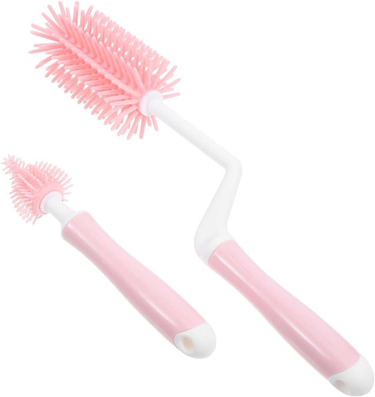 VANZACK Feeding Bottle Cleaning Brush Set 360° Rotatable Silicone Bottle Brush for Feeding Pink Home and Travel Use