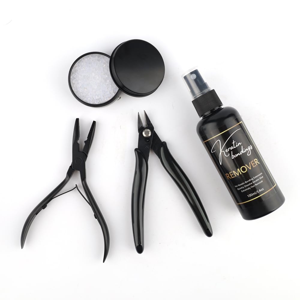 GlamorDove Keratin Extension Tool Kit Hair Extension Pliers K/I/U/V Tip Hair Extensions Bonding Cutter 20g Italian Keratin Glue Beads for Fusion