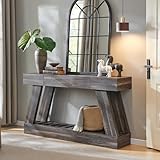 60' Farmhouse Entryway Table with Drawer, Entry Table with Storage, Sofa Table for Living Room, Behind Couch, Sofa(Dark Rustic Oak)