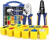 haisstronica Ferrule Crimping Tool kit,23-7 AWG Self-Adjusting Square Wire Ferrule Crimper Set with 2500PCS Wire End Ferrule Terminals(12 Type) and Wire Stripper
