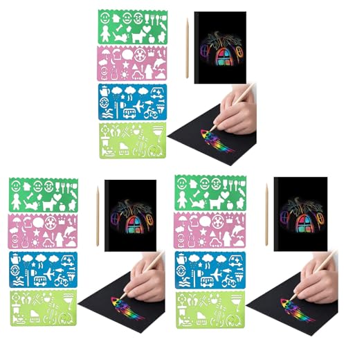 Cartes à gratter enfants loisir créatif papier noir magique kit dessin à faire soi-même