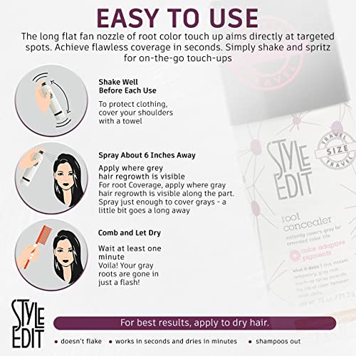 Root Touch Up Spray - Medium Brown Hair Color For Gray Hair Coverage - Non-Residue Root Concealer With Mess-Free Nozzle - 0.75 Oz. Travel Size Root Cover Up Spray For Women And Men #TOP4