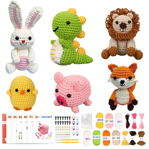 6Pcs Crochet Kits for Beginners with Upgraded Premium Custom Yarn