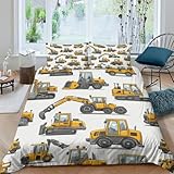 MPASHJHCV 3D-Druck Baumaschinen Bettüberzug hautfreundlich weich Mikrofaser Bettwäsche mit Kopfkissenbezug Zeichentrickfahrzeuge Duvetbezug pflegeleicht für Mieter Familien Single（135x200cm）