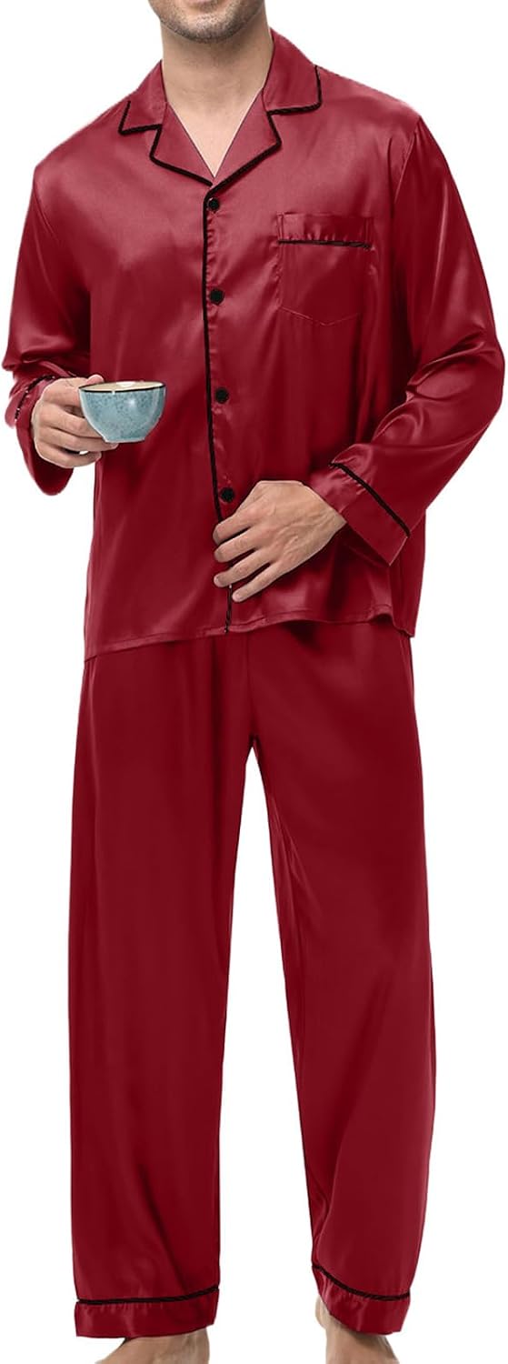 WENKOMG1 Men's Pajama Sets Silky Sleep Lounge Bottoms, Soft Comfy Pj Pant Sleepwear Pants, S-2XL