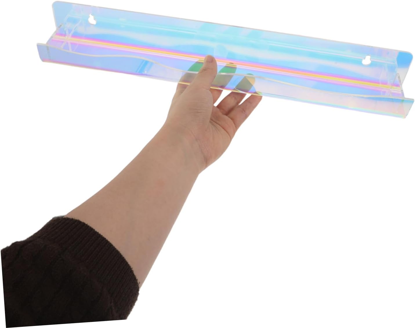OSALADI Iridescent Acrylic Floating Shelves 2pcs Wall Rack for Display image 5