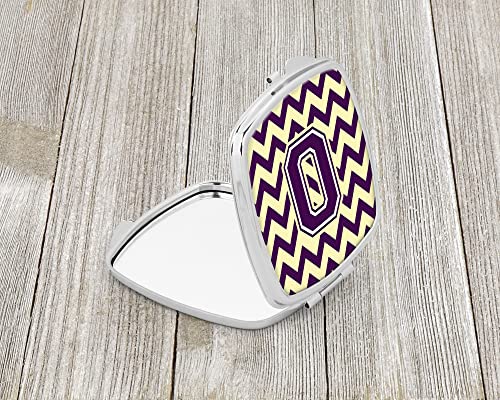 Espejo compacto rectangular de chevron morado y dorado miniatura 2