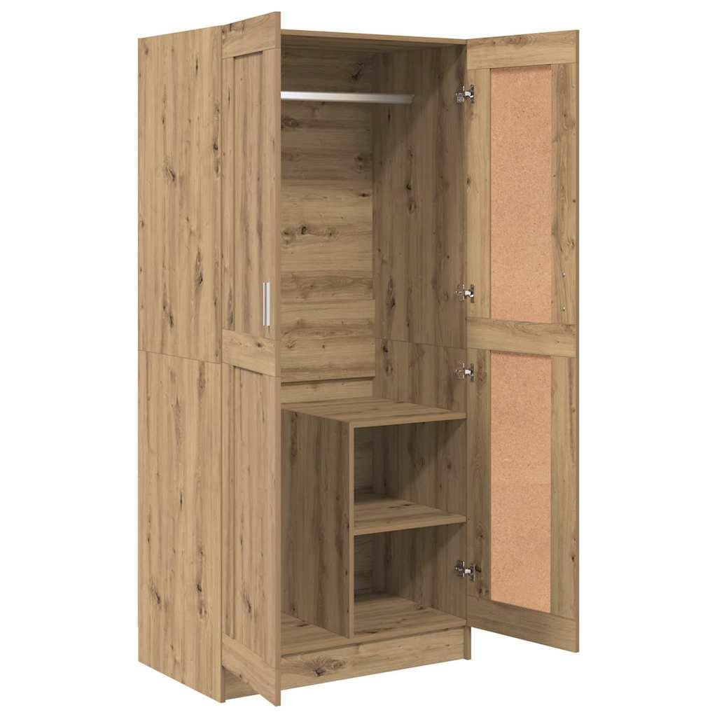 Armario artesanal de roble con 2 puertas con bisagras, 82,5 x 51,5 x 180 cm, amplio espacio de almacenamiento, estante y barra para colgar ropa para dormitorio, pasillo, vestidor