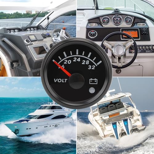 AOWINHIT 52mm Boat Gauge 7 Color Digital Display Fuel Water Level Water Temperature Meter Voltmeter with Alarm for Yacht RV Truck Motor - Thumbnail 3