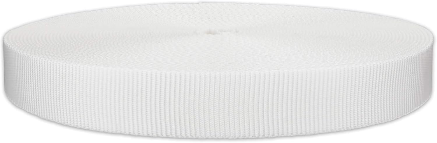 Country Brook Design 1 Inch White Tubular Polyester Webbing Closeout