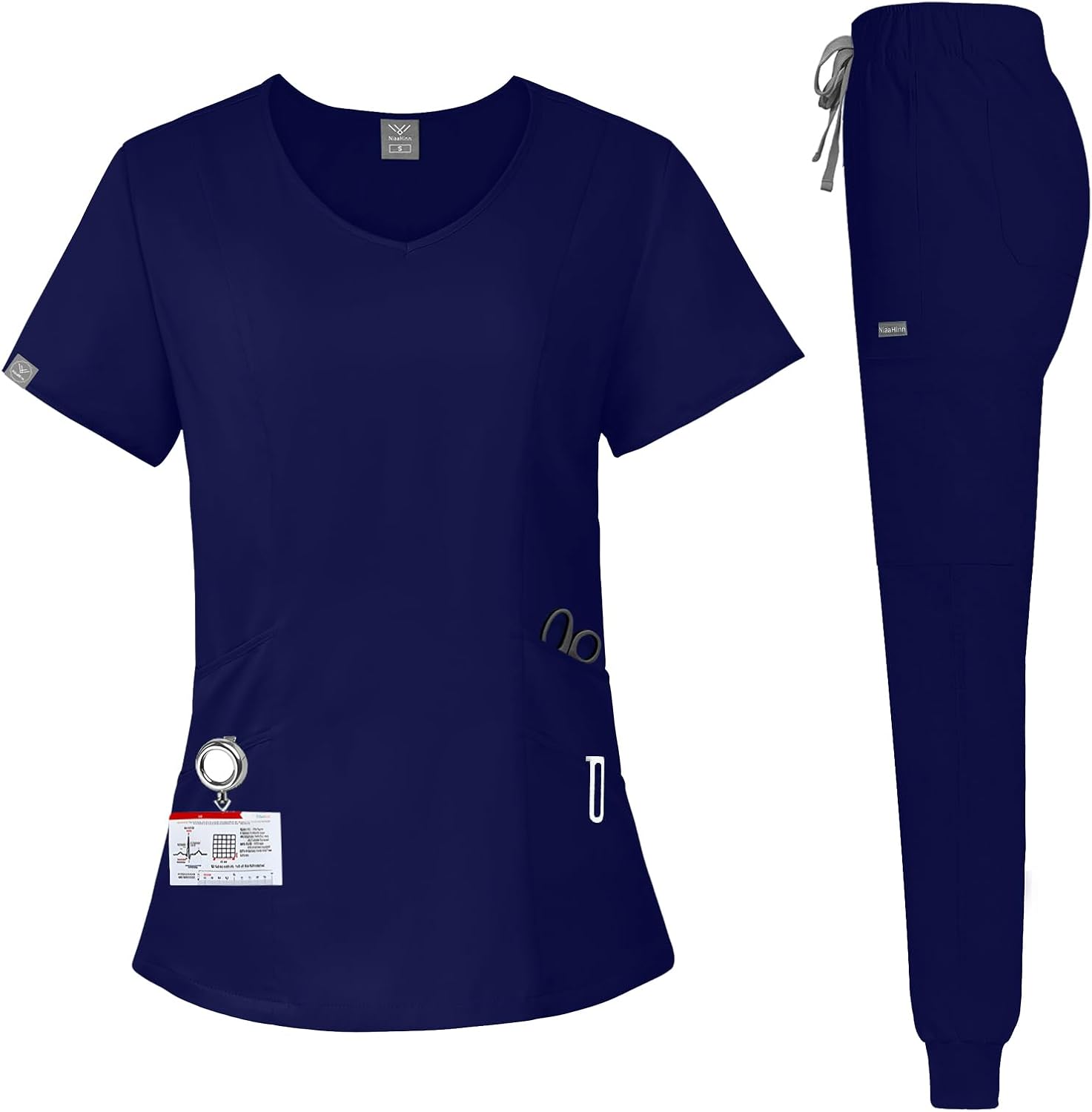 niaahinn Scrubs for Women Set Loose Fit No Body bondage & Jogger Pant scrub set with 10 Pockets