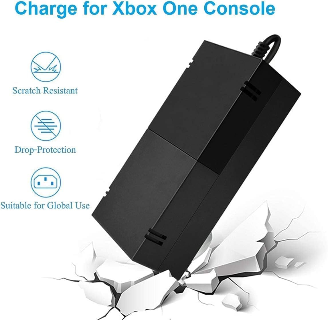 Power Supply Brick Power Adapter for Xbox One, Advanced Quiet & Latest Version Xbox One AC Adapter for Microsoft Xbox One,100-240V Voltage with Cable, BLACK