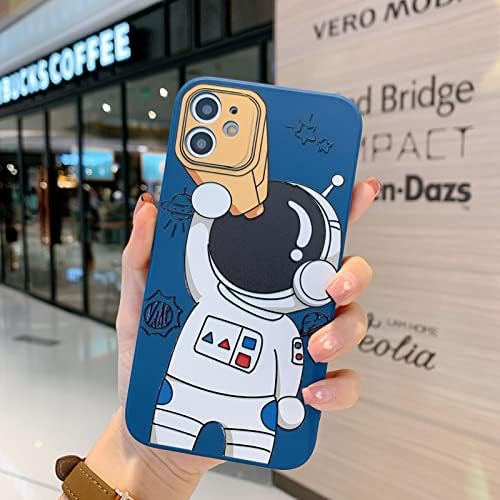 Yonds Queen for iPhone X / XS Cute Case, Cool Cartoon Astronaut Space Design Stylish Bumper Soft TPU Rubber Protective Anti-Slip Shockproof Creative Case(Blue Telescope, iPhone X / XS)
