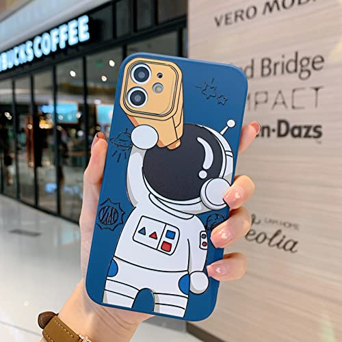 Yonds Queen for iPhone X / XS Cute Case, Cool Cartoon Astronaut Space Design Stylish Bumper Soft TPU Rubber Protective Anti-Slip Shockproof Creative Case(Blue Telescope, iPhone X / XS)