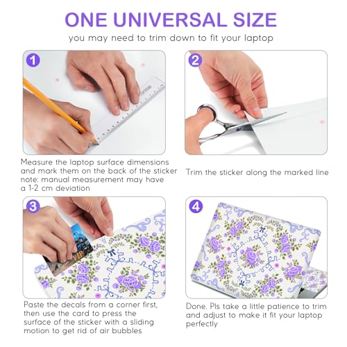 Image of DINKY Laptop Skin Sticker Decal 15.6 inch 15.4 inch 12 inch 13 inch 13.3 inch 14 inch 15 inch Laptop Universal Vinyl Skin Stickers Cover Art Decal Notebook PC Personalized Protector, Purple Flower Bow