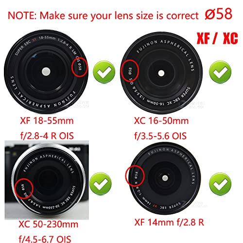 T7 Lens Cap 58mm Canon Rebel T8i 4000D w/ EFS 1855mm 호환가능 Fujifilm X