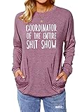 RMCMS Funny Sweatshirt for Women, Coordinator of The Entire Shit Show Letter Print Crew Neck Sweatsh