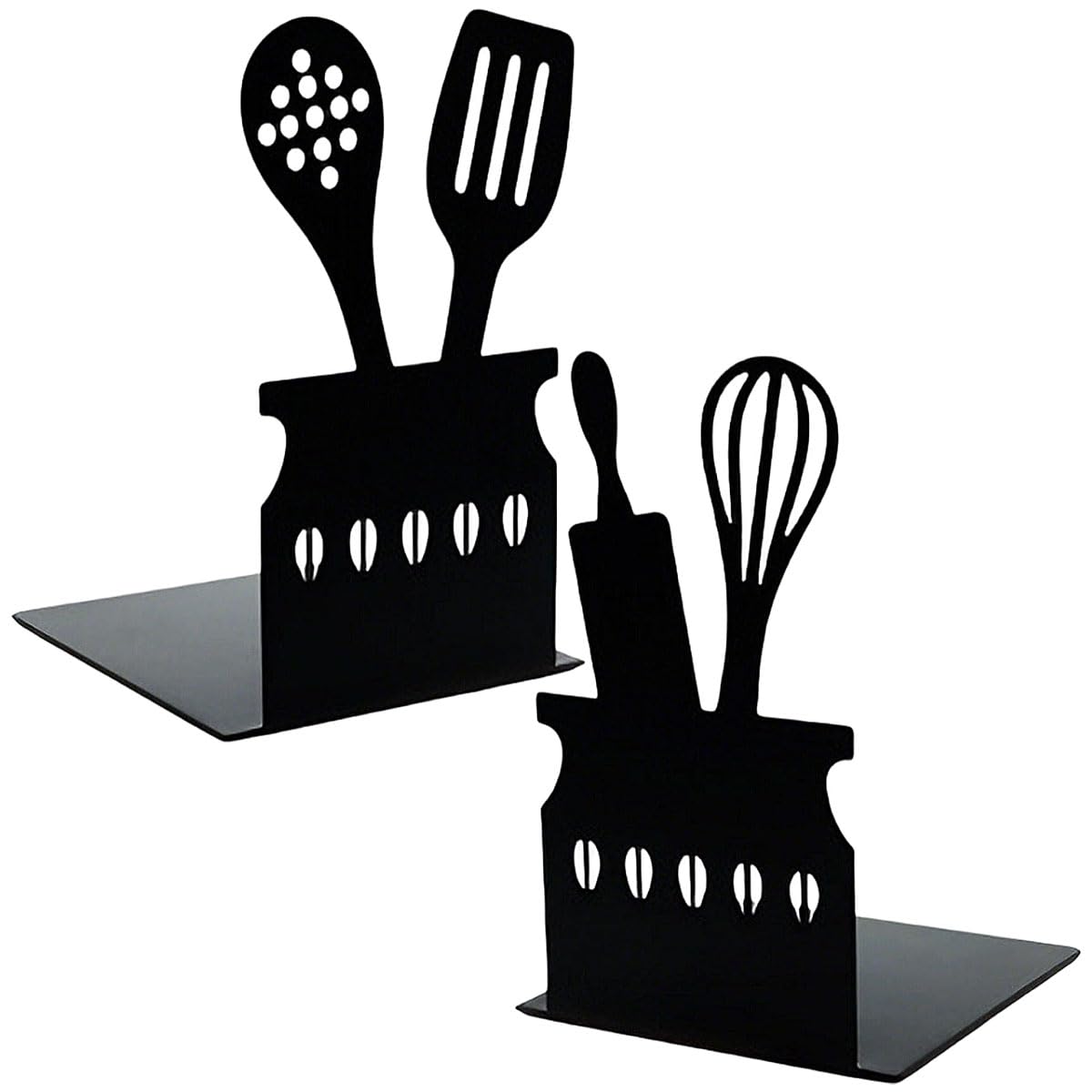 Serre-livres de cuisine originaux en métal noir lot de 2 | Idéal pour livres de recettes et bureau