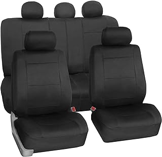 FH Group Conjunto completo de capas de assento de carro neoprene - ajuste universal, capas de assento dianteiras traseiras baixas automotivas, compatíveis com airbag, banco traseiro dividido, capa de assento lavável para SUV, preto sedan